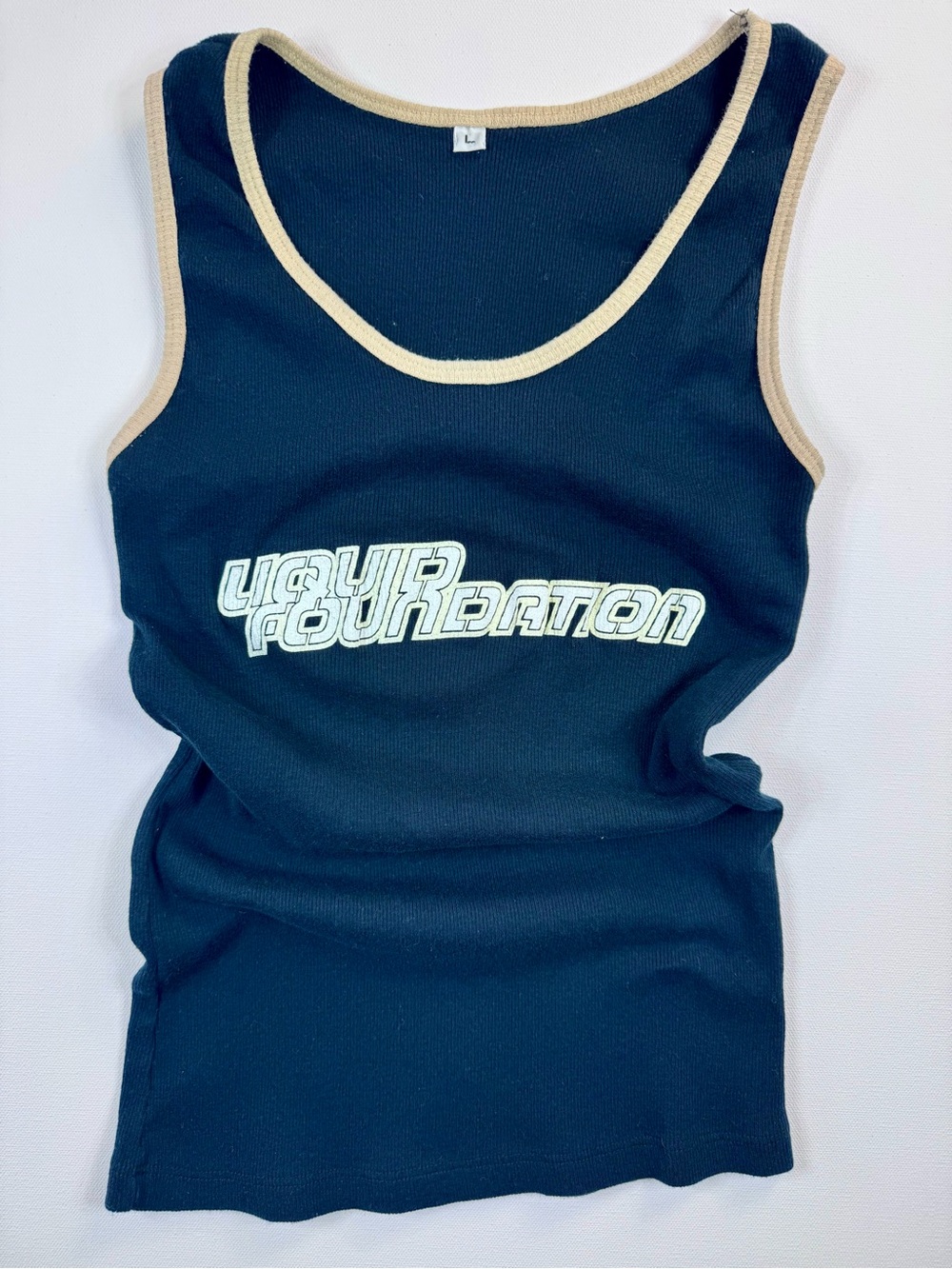 Vintage 90s 00s Liquid Foundation So Cal Surf Black Ribbed Tank Top Women’s L